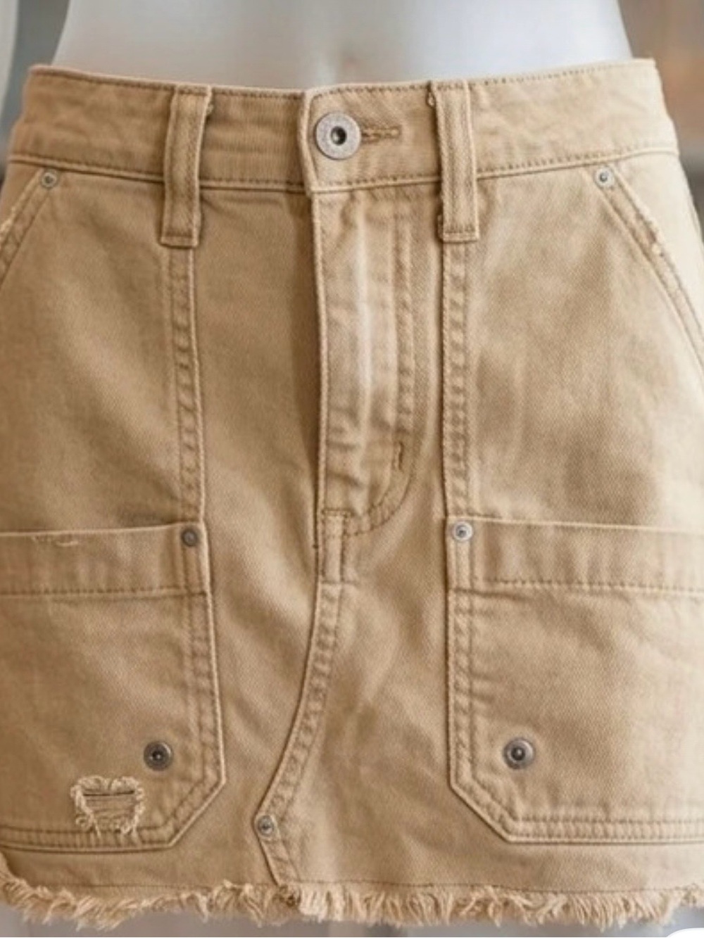 Free People Tan Cargo Mini Skirt